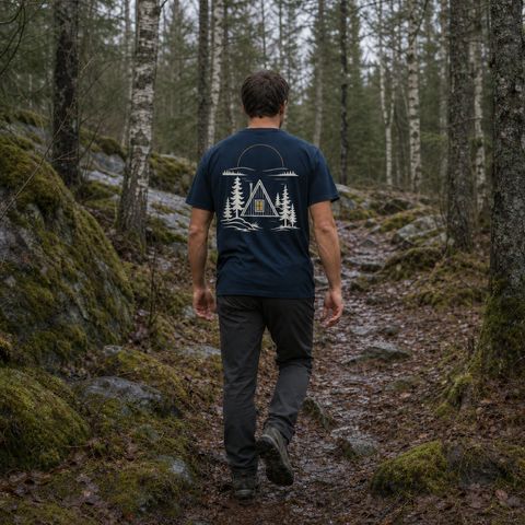 A-Frame, worn on a trail in the northern forest
