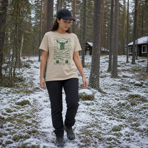 Deer, Drifting, worn on a trail in the northern forest