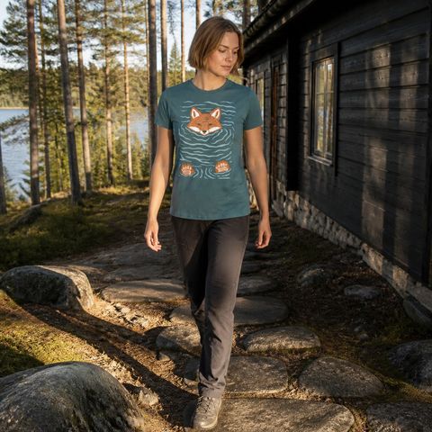 Fox, Floating, worn on a trail in the northern forest