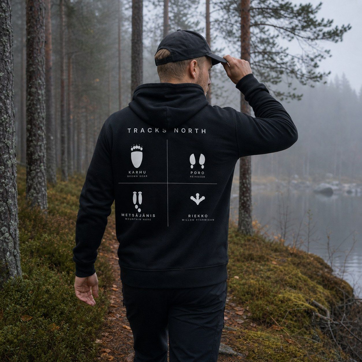 Tracks North Hoodie, worn outdoors in the north